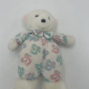 Vintage Carters Prestige Teddy Bear Plush Rattle Stuffed Animal Pastel Baby Toy